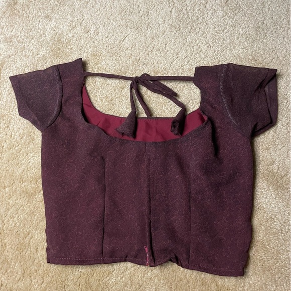 Red/Brown Corset-Style Crop Top - Picture 2 of 2